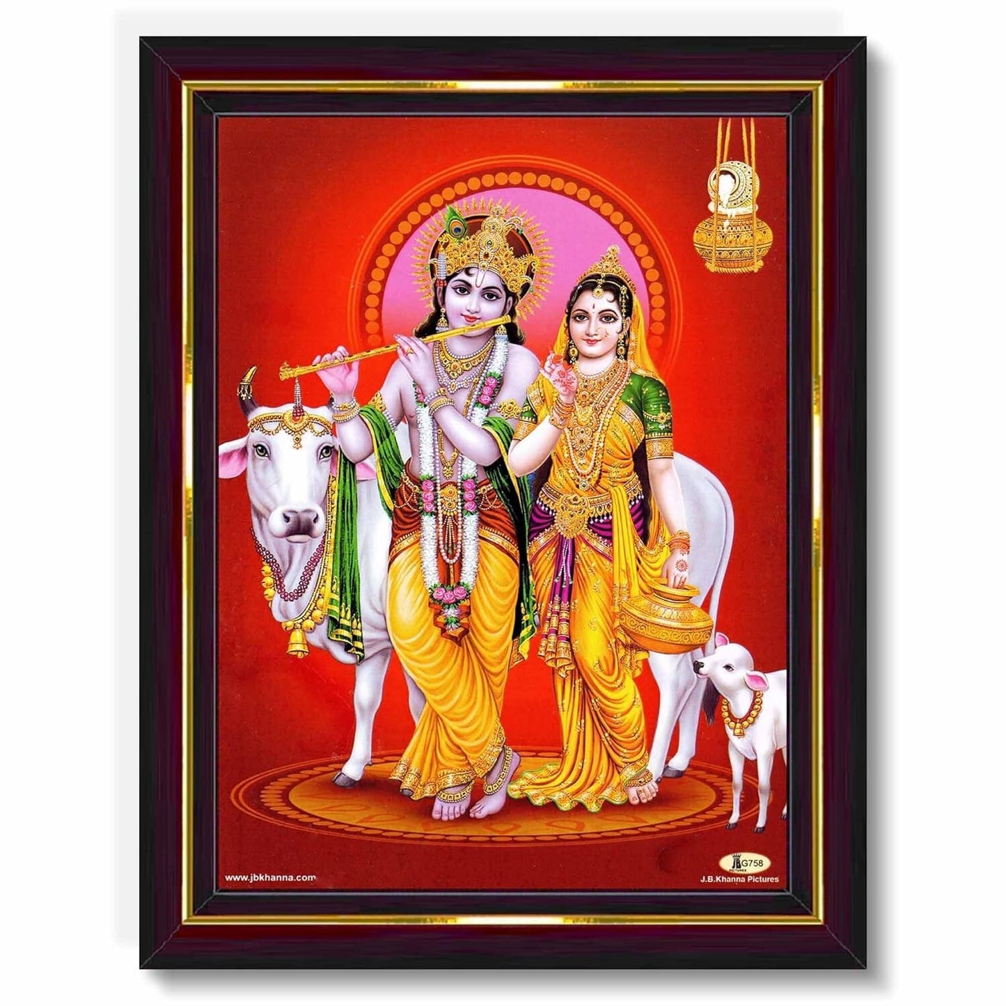 Lord Radha Krishna HD Printed Religious Picture With Wooden Frame