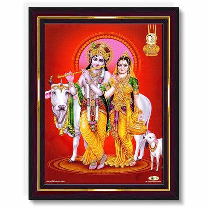 Lord Radha Krishna HD Printed Religious Picture With Wooden Frame