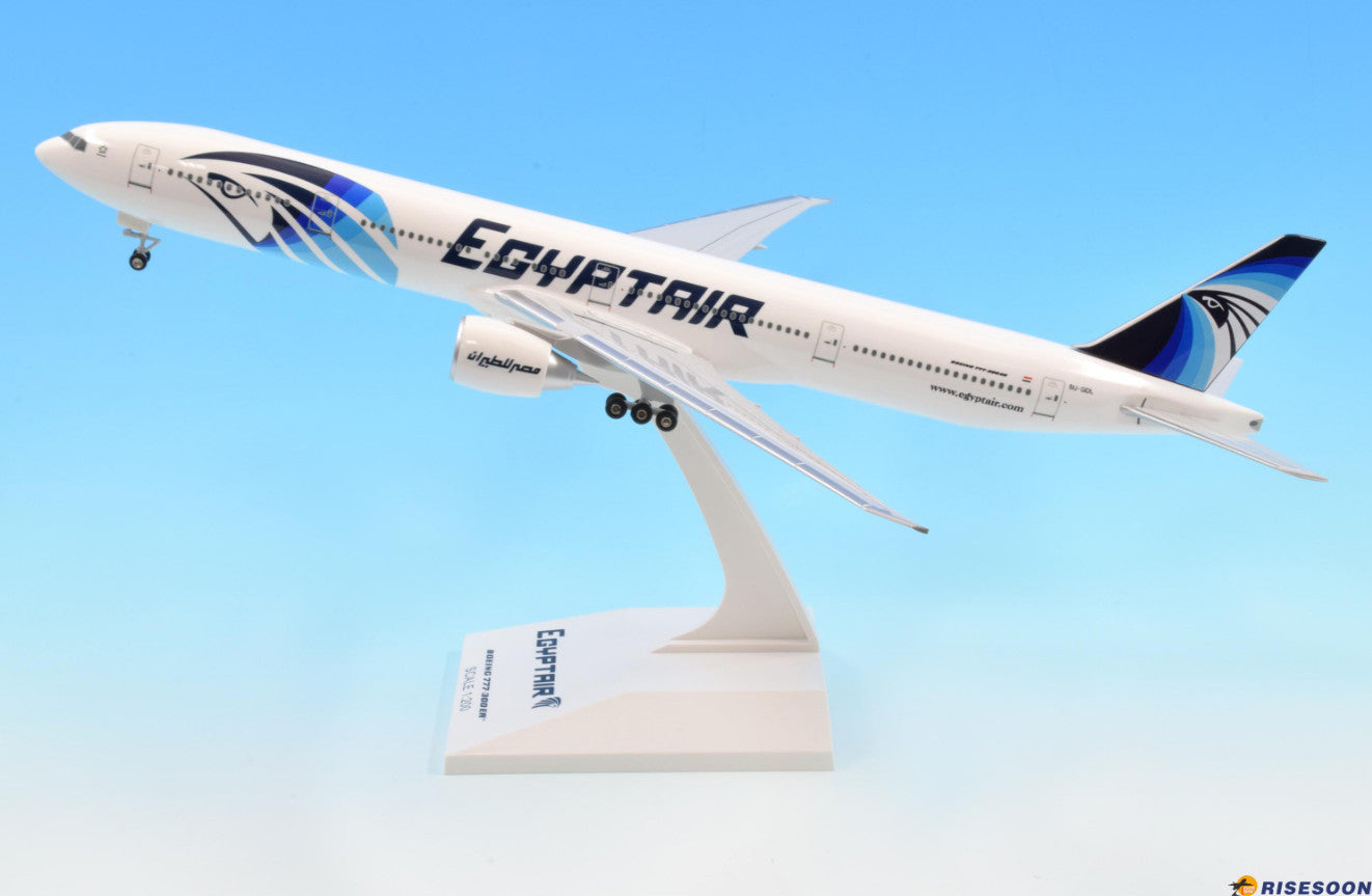 37CM 1:200 Risesoon EGYPTAIR BOEING 777-300ER Plane ABS Plastic Aircraft Model