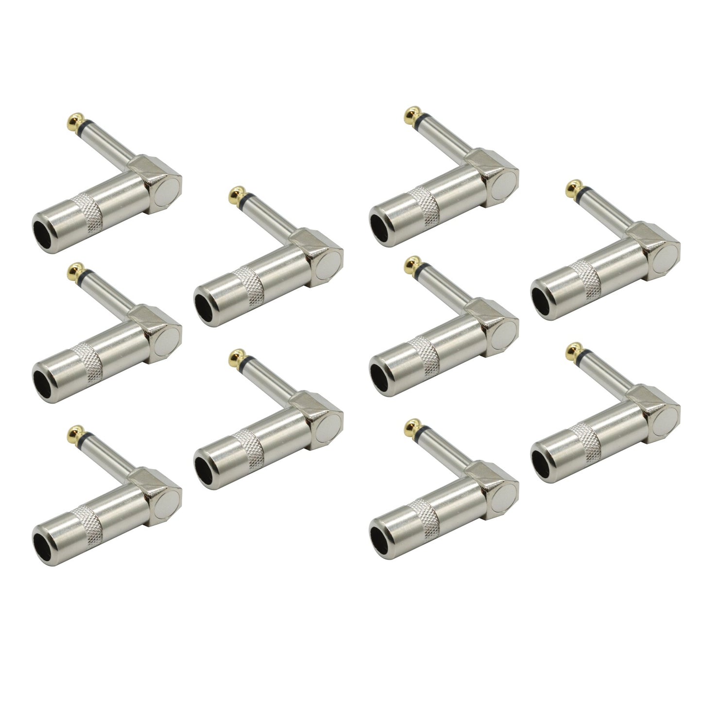 10PCS 1/4 TS Right Angle Mono Phone Plug ensures undistorted audio transmission