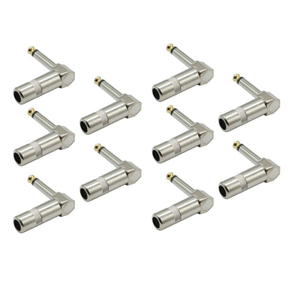 10PCS 1/4 TS Right Angle Mono Phone Plug ensures undistorted audio transmission