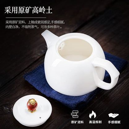 220ml Porcelain Teapot KungFu Tea Set Household Handmade XiShi Pot Filter Kettle