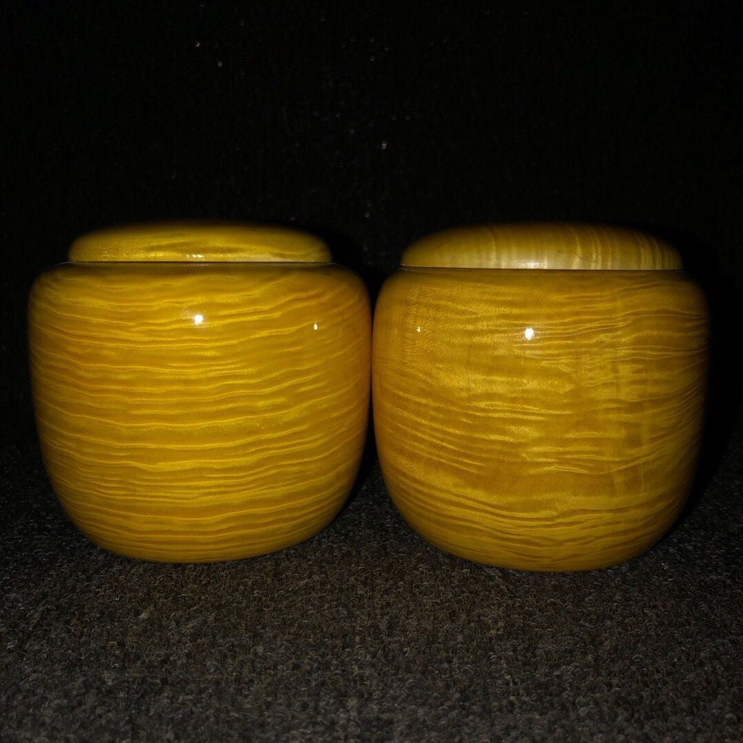 Large Leaf Nanmu Wood Jar 11×12cm Solid Wood Go/Tea Storage Jar Handcarved