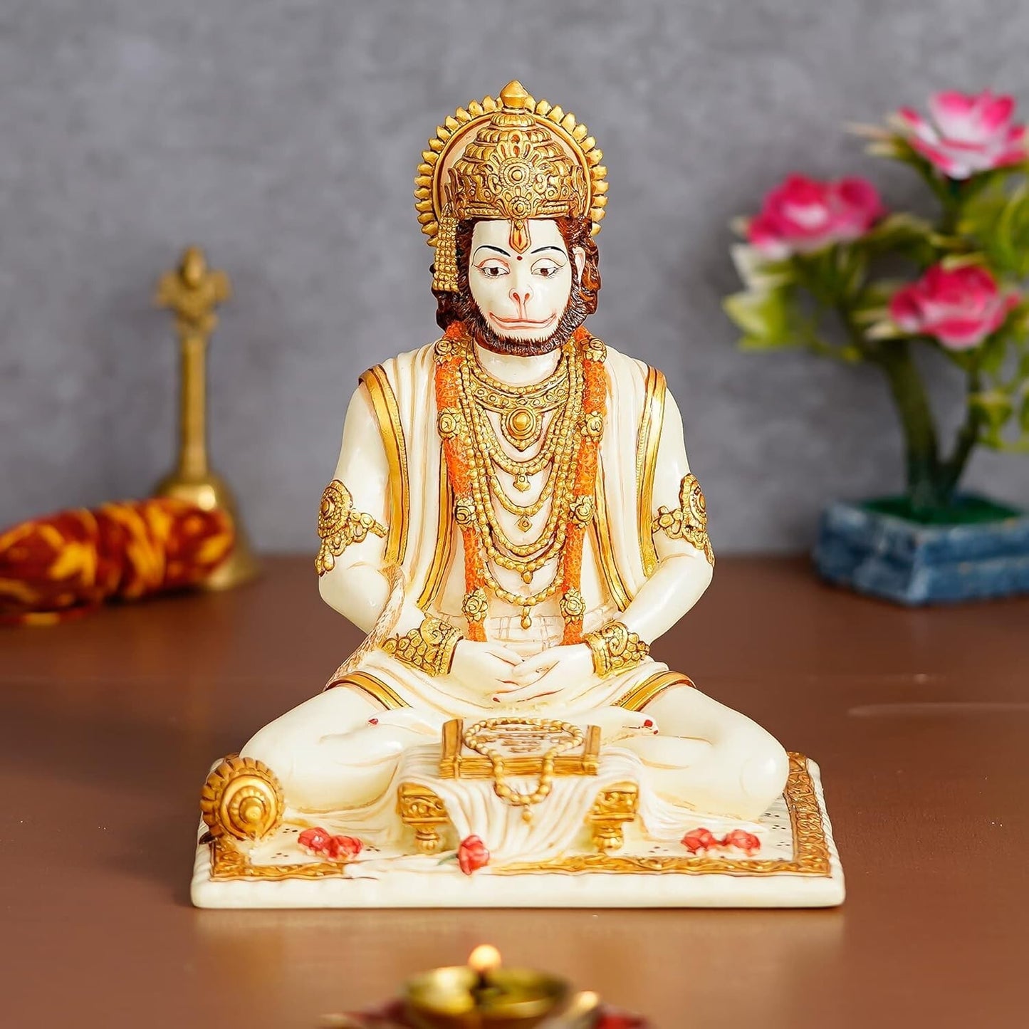 Hindu God Lord Hanuman on Sitting Position Statue Idol Figurine