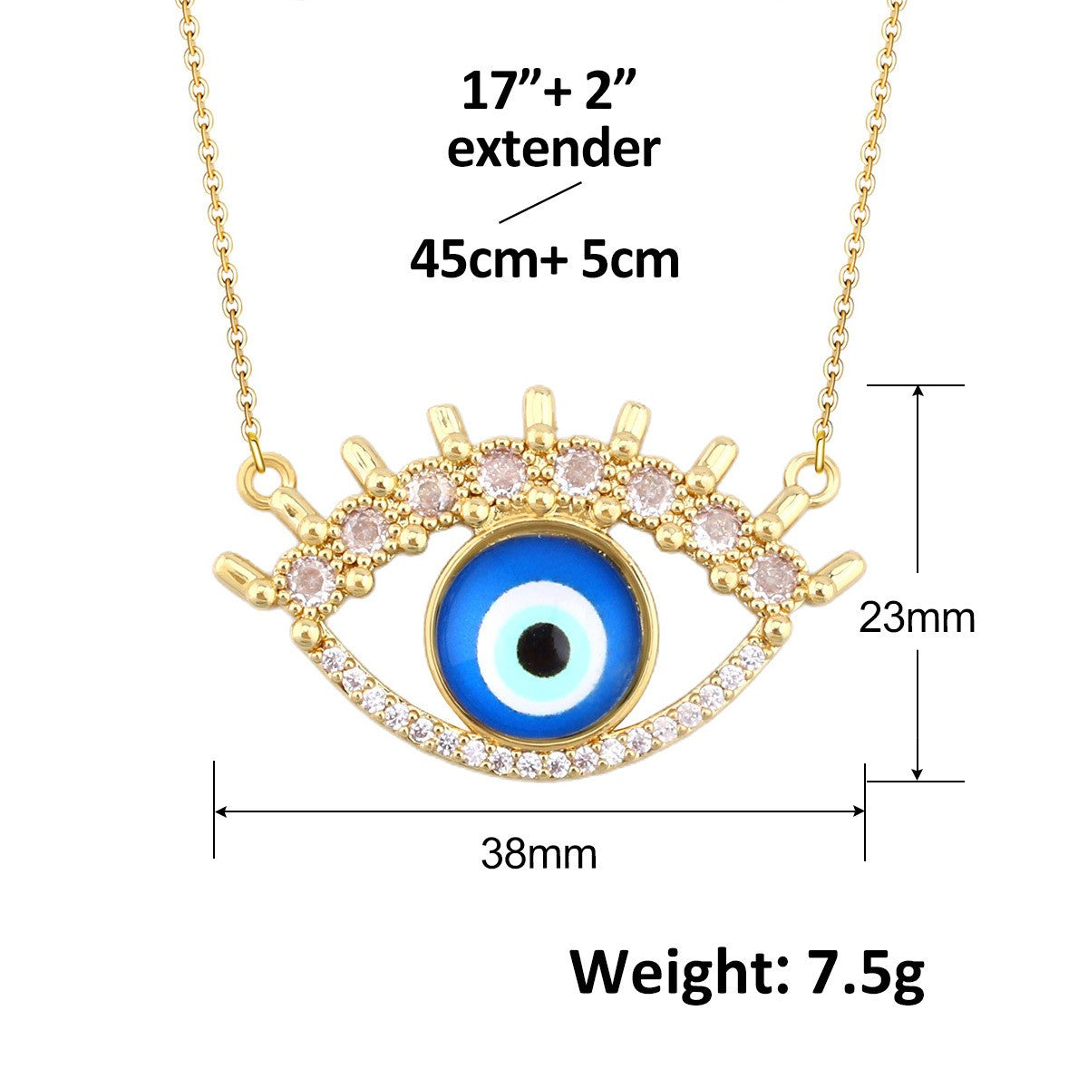 Turkish Blue Evil Eye Pendant Copper Zircon Charm Plated Eco Friendly DIY