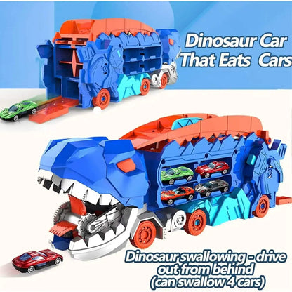 Transforming Dinosaur Truck with Race Track & Alloy Cars