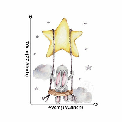 Wall Stickers Cartoon Teddy Bear Sleeping on the Moon Kids Room Baby Decoration
