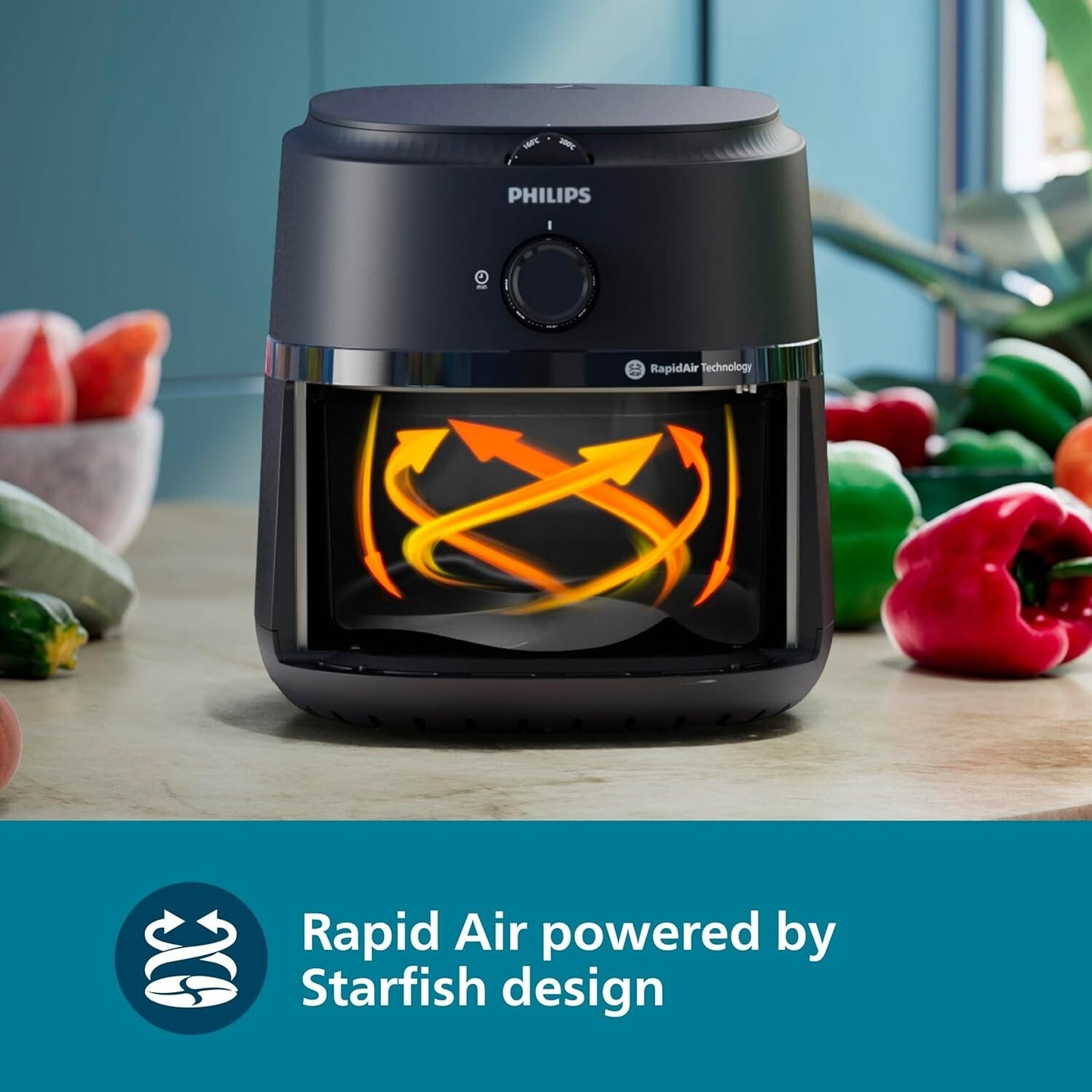PHILIPS Air Fryer NA120/00 uses up to 90% less fat 1500W 4.2 Liter Black