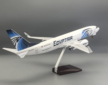 47CM 1:85 EGYPTAIR BOEING 737-800 Airplane Led Sound- controll Light Resin Model