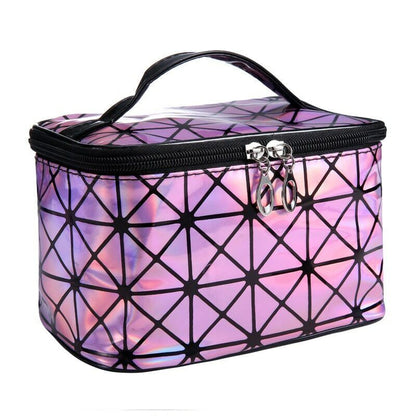 Functional Cosmetic Bag Fashion PU Leather Travel Necessaries Organizer Zipper