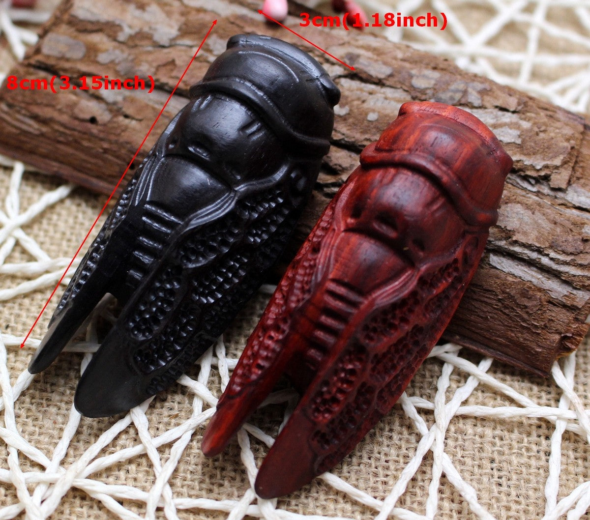 Ebony Wood Rosewood Carved Cicada Wooden Gift Art Sculpture Pendant Decor