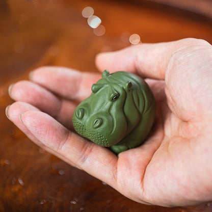 Hippo Statue Small Size Yixing Zisha Tea Pet Table Decoration Handmade Artware