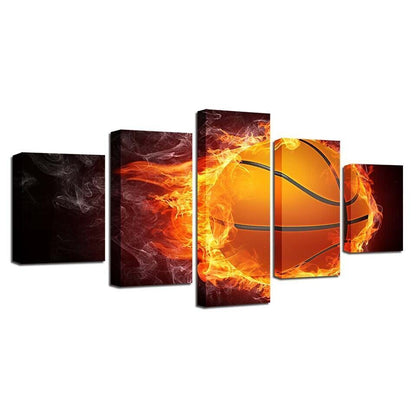 Abstract Fire Basketball Canvas Prints Painting Wall Art Home Decor Picture 5PCS
