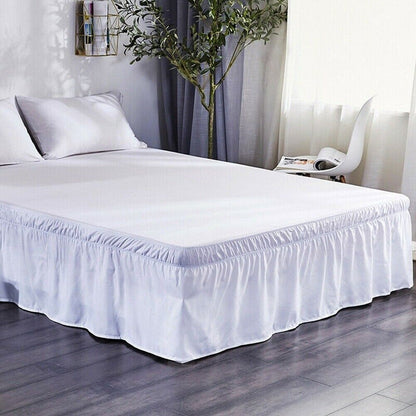16'' Solid Elastic Bed Skirt Dust Ruffle Pleat Wrap Around Bedding Spread Cover
