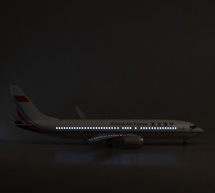 47CM China Air Force BOEING 737 Airplane Led Sound-controlled Light Resin Model