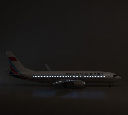 47CM China Air Force BOEING 737 Airplane Led Sound-controlled Light Resin Model