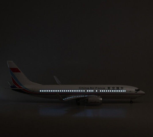 47CM China Air Force BOEING 737 Airplane Led Sound-controlled Light Resin Model
