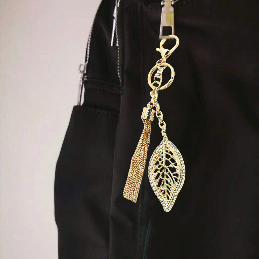 Leaf Shape Keychain Bag Hanging Ornament Tassel Chain Decorative Bag Pendant