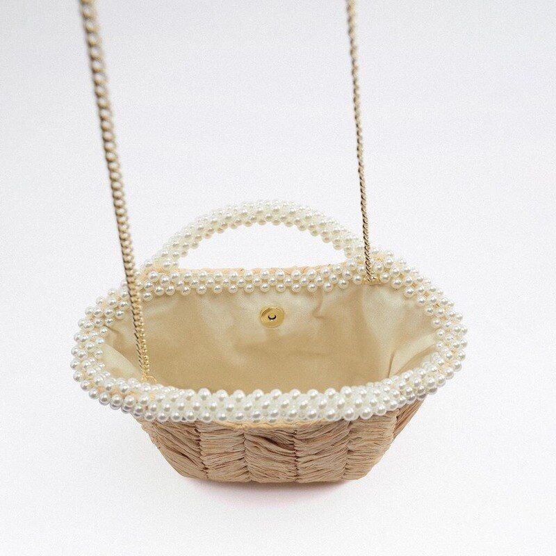 Straw Bag Purse Shoulder Bag Crossbody Pouch 24*28*9CM Cotton Handbag Travelling