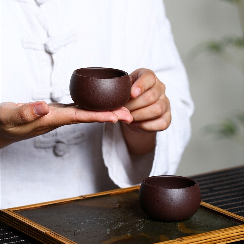 2pcs/lot 80ml Cup Marked Handmade Craft Yixing Zisha Purple Clay Chinese Tea Cup