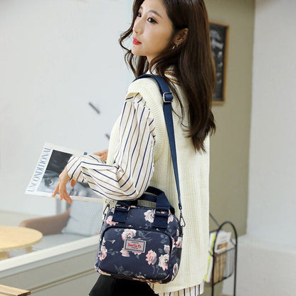 Floral Pattern Women Small Shoulder Bag Waterproof Nylon Handbag Messenger Bags