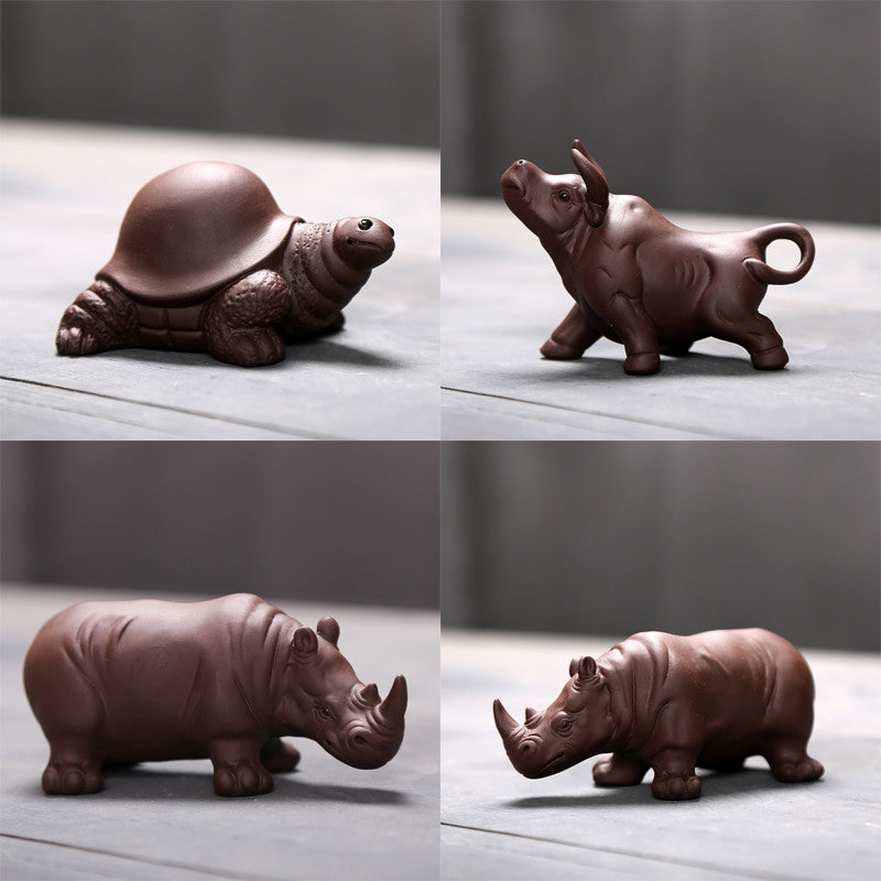 creative tea pet yixing zisha purple clay ornament tea play ox table decoration
