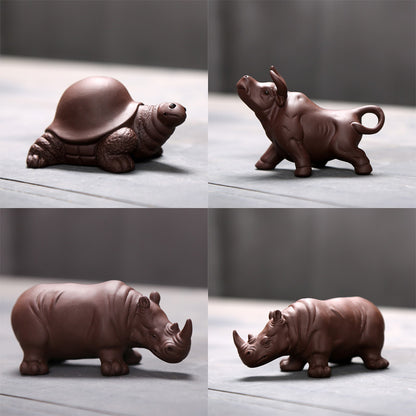 creative tea pet yixing zisha purple clay ornament tea play ox table decoration