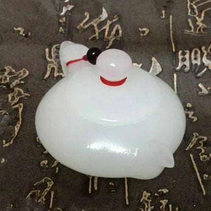 China White Color Jade Smooth with Small Ornaments Handcarved Teapot