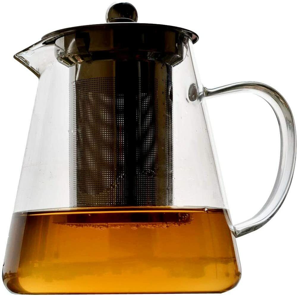 Clear Glass Teapot 20oz stainless steel Infuser Borosilicate Kettle Set Tea Pot