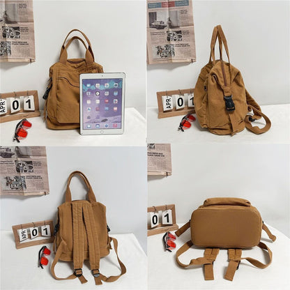 School Bag Shoulders Large Khaki Backpack Fashion Canvas College Computer Bags