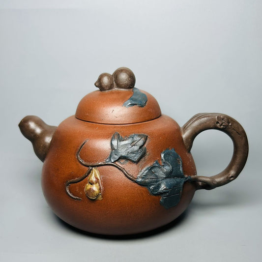 Vintage Chinese Yixing Purple Clay Teapot Zisha Ceremony Exquisite Gourd Teaware