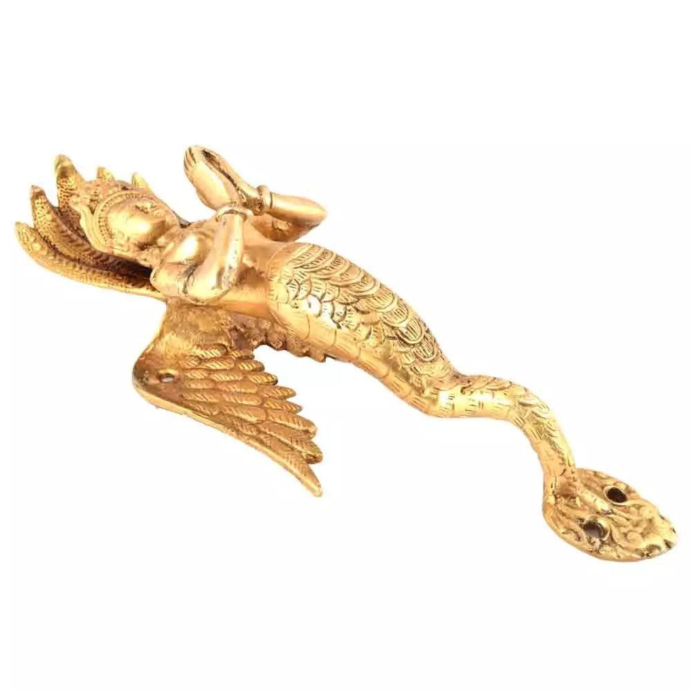 Brass Statue Pair Of Naga Kanya Hand Carved Door Handles Antique Finish