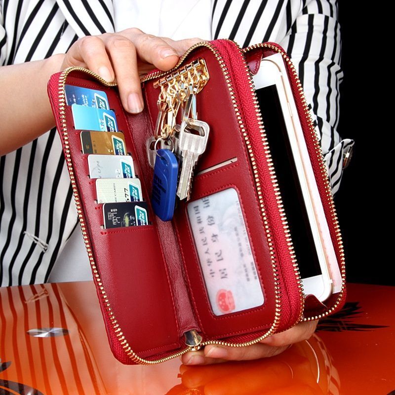 Genuine Leather Wallet Print Luxury Women Purse Cotton 17.5x4.5x9 Cm Traveling