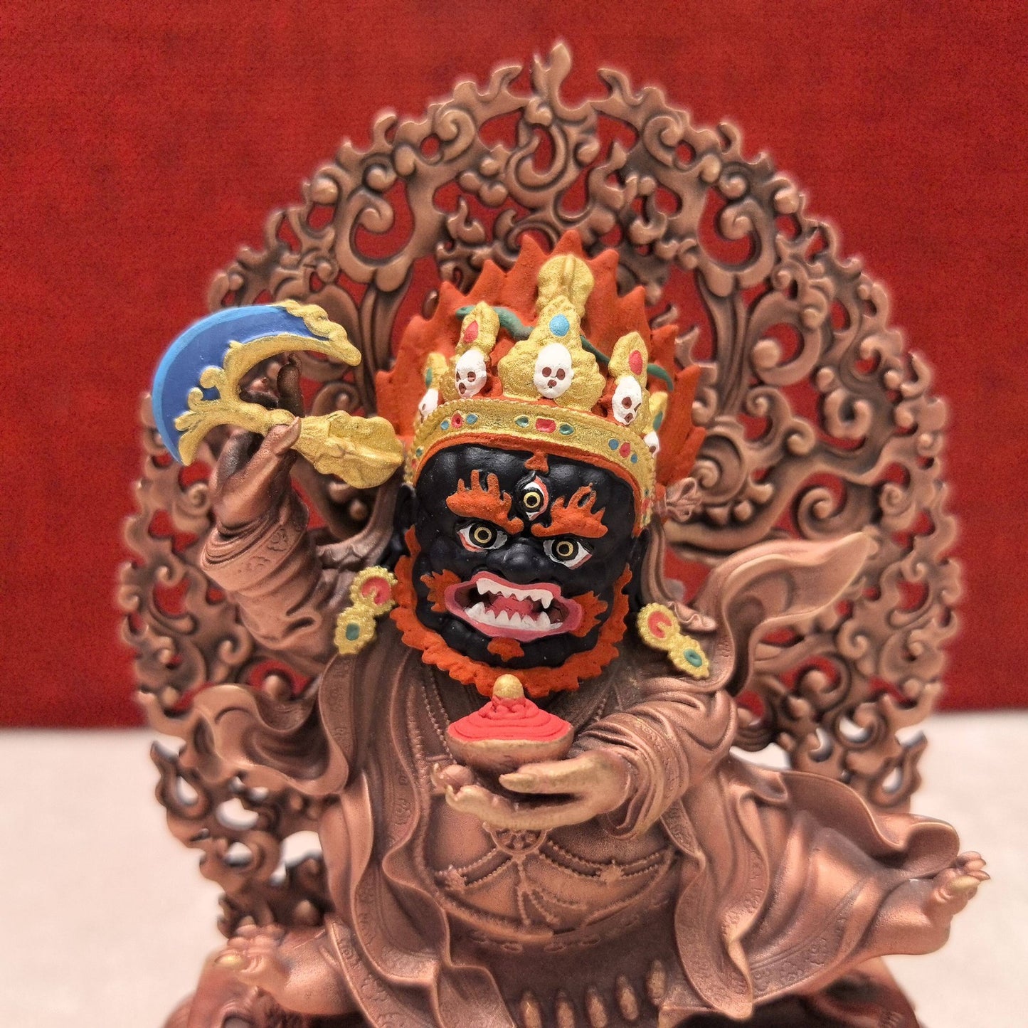 10CM Copper Statue Two Arms Mahakala Enshrine Buddha