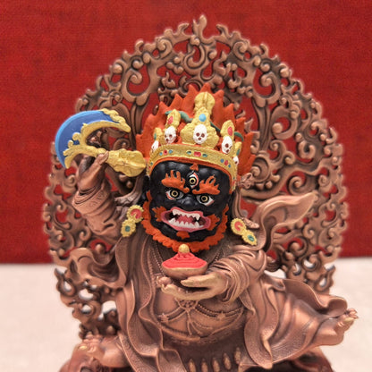 10CM Copper Statue Two Arms Mahakala Enshrine Buddha