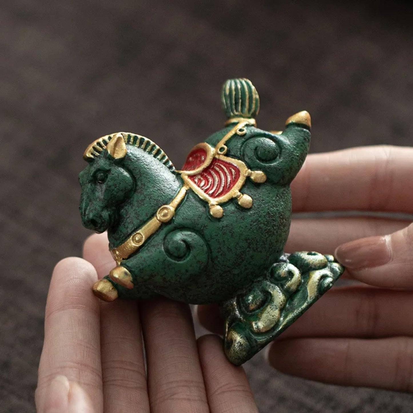 Sandstone Horses Tea Pet Ornaments 7.2cm Chinese Handmade Handicrafts Tea Play