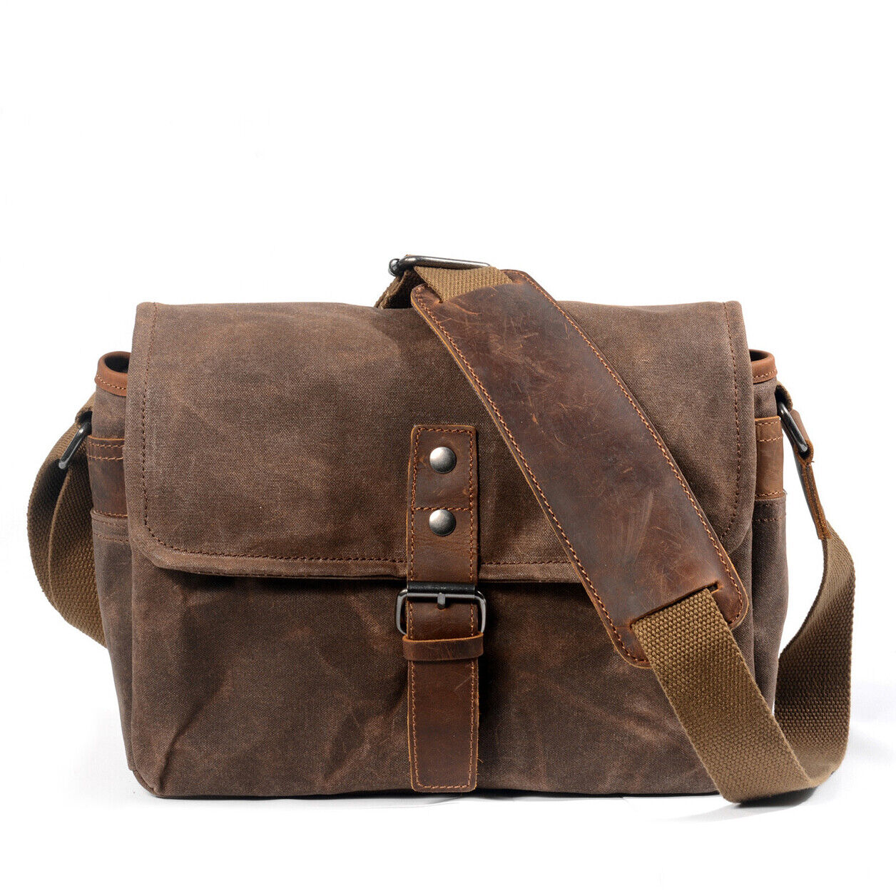 Professional Waterproof Oil Wax Canvas Camera Bag Men's Retro Sling Shoulder Bag