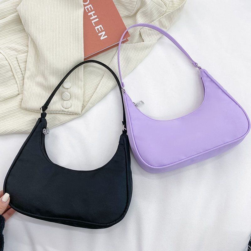 Nylon Underarm Shoulder Purse Canvas Small Shoulder Bag Clutch Handbag Polyester