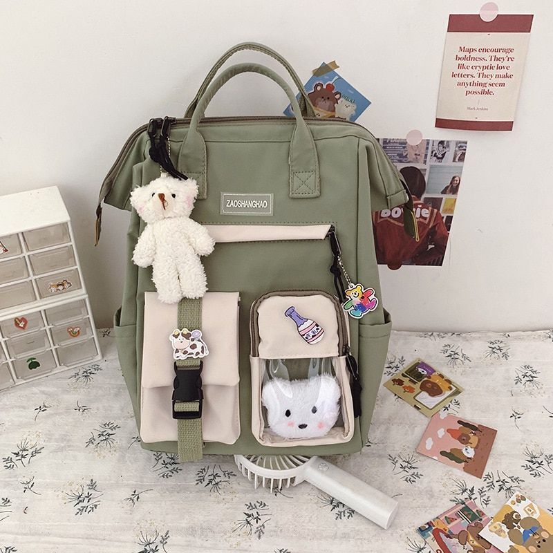Purple Backpack Waterproof 38*26*18 CM Bags Cute Traveling Rucksack Nylon Pocket
