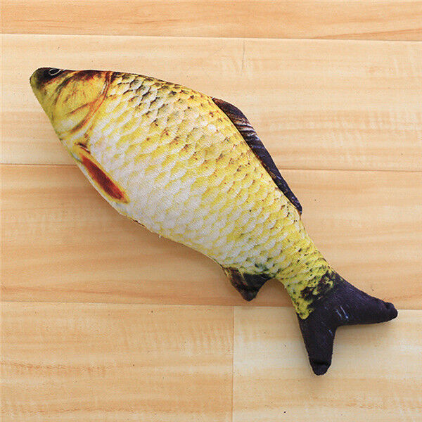 Fish Shape Pet Cat Chew Toy with Catnip Teaser Stuffed Kitten Pillow Scratching