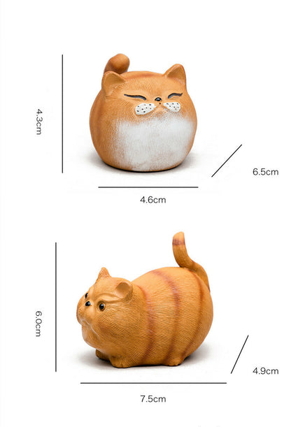 Chinese Sculpture Purple Clay Tea Pet Small Cat Statue Handmade Tea Set Decor