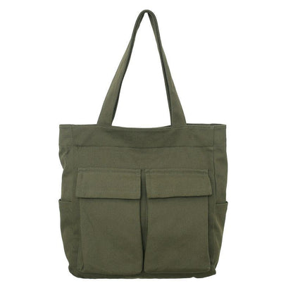 Large Capacity Canvas Shoulder Bags Solid Soft Denim Leisure Travel Bag Casual