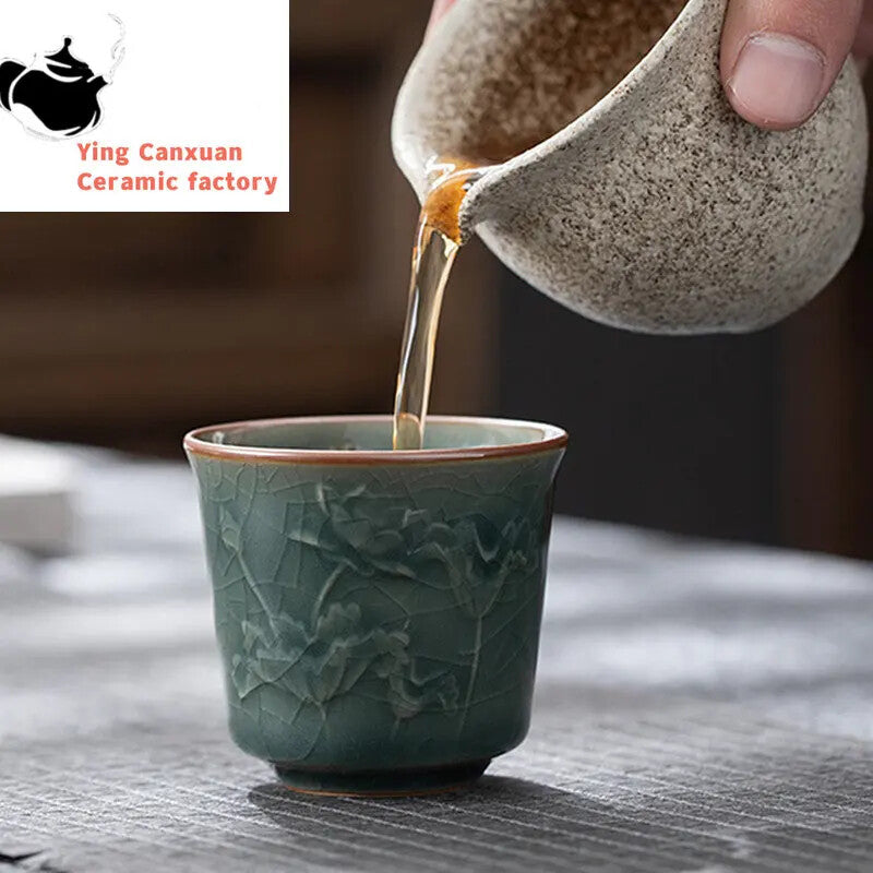 Vintage Ice Split Glaze Master Cup Chinese Ceramic Tea Cup Portable Cups Tea Set