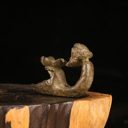 Collectible tea pet Old copper Bodhi dharma statue Incense inserted Bodhidharma