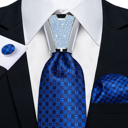 Men Necktie 3Pcs Luxury Striped Ties Cufflinks Pocket Square Wedding Accessories