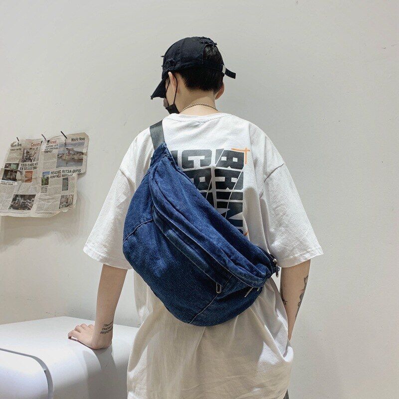 Crossbody Bag Shoulder Bag Denim Women Large Capacity Messenger Bag 44*7*18 CM