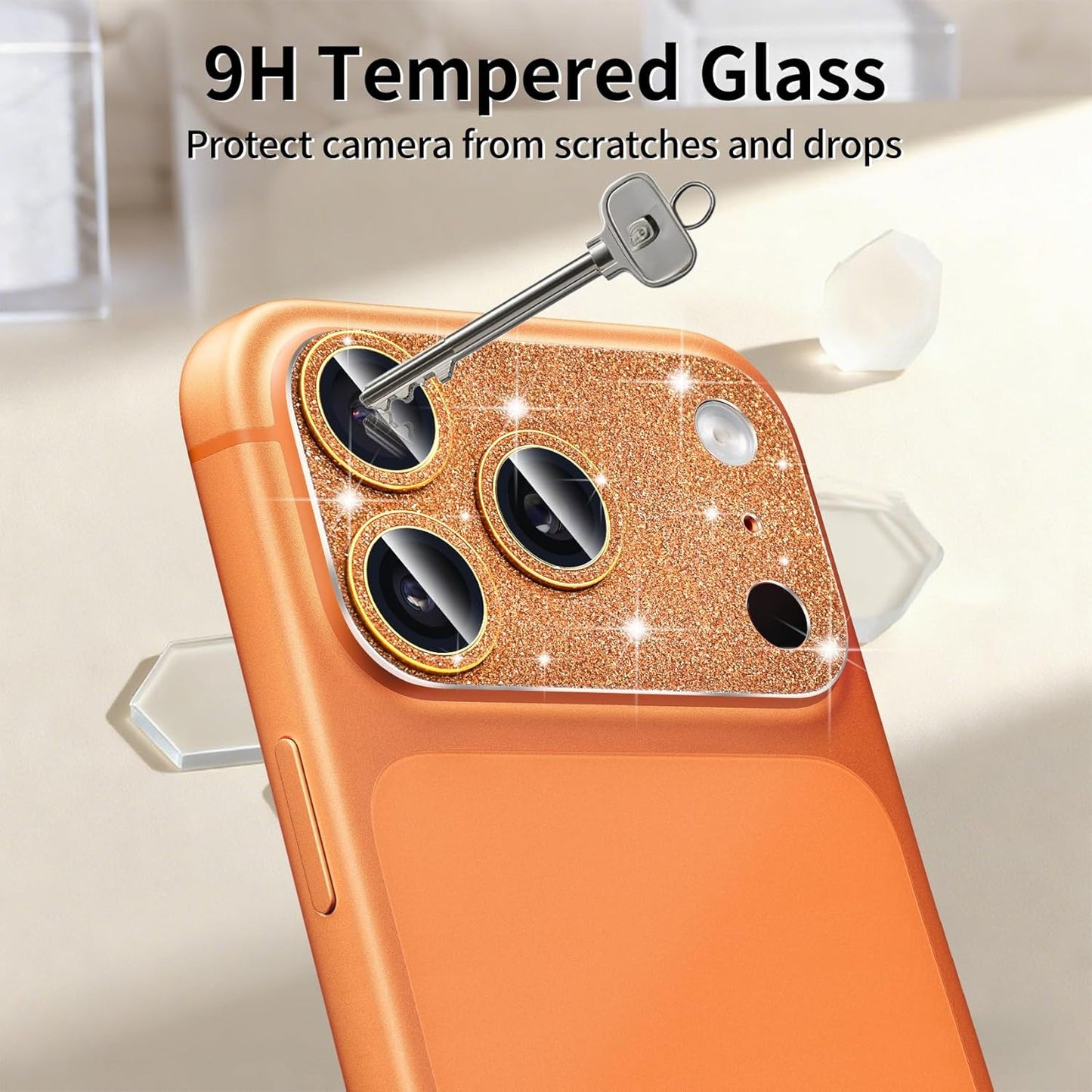 Compatible with Iphone 17 Pro Max Camera Lens Protector, Bling Glitter 9H Temper