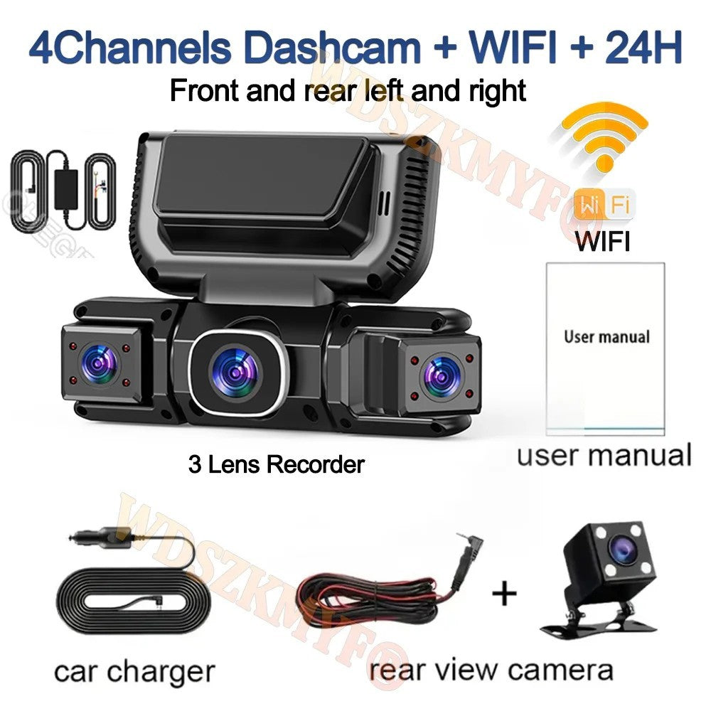 4Camera 360 Degrees Car DVR 1080P Video Recorder WIFI Dash Cam Front right left