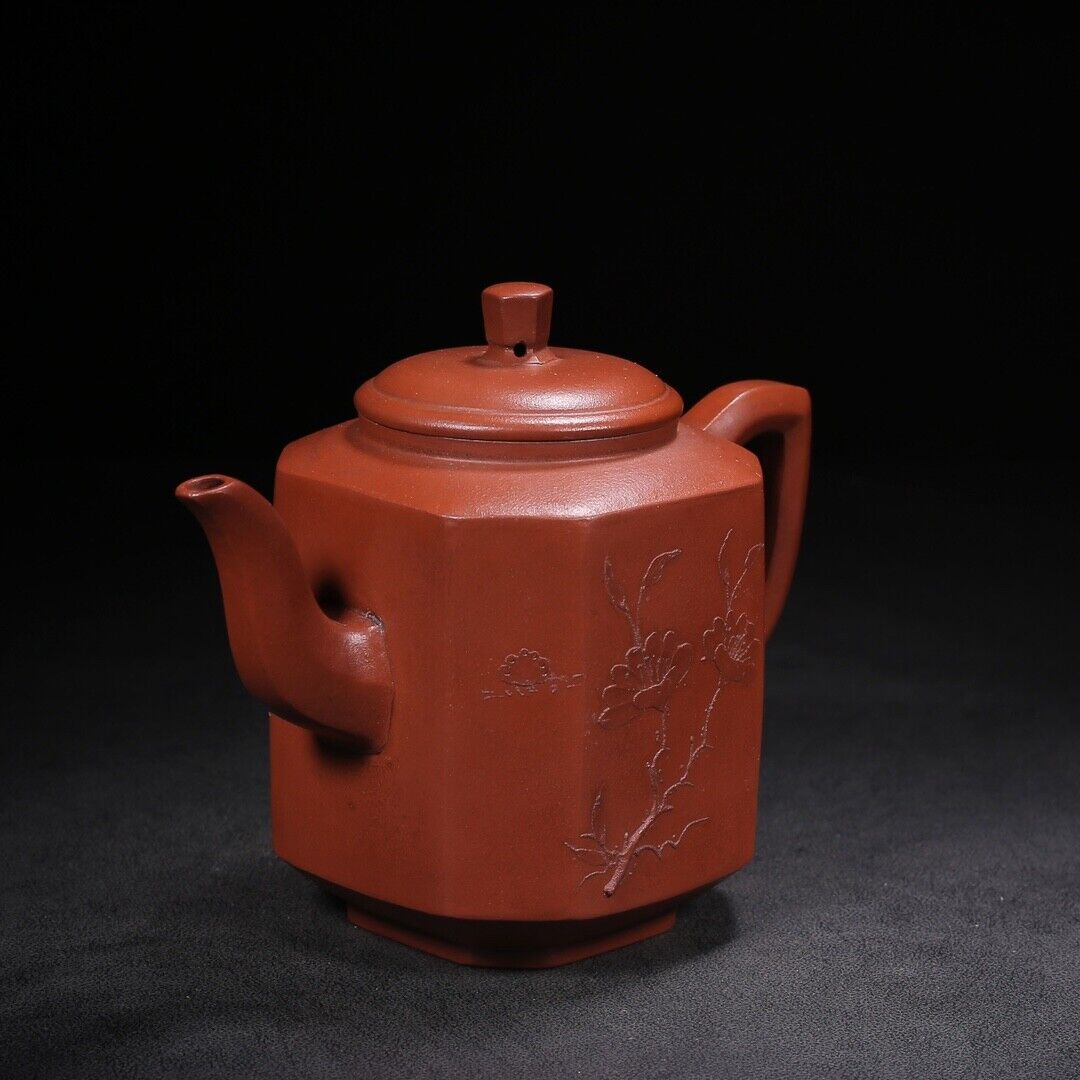 l-0Chinese Yixing Zisha Clay Handmade Exquisite Teapot （六方 底款：朱可心）