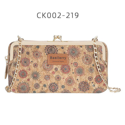 Wallets Wood Grain Chain Long Phone Holder Classic Purse Zipper Wallet 11*5*20CM
